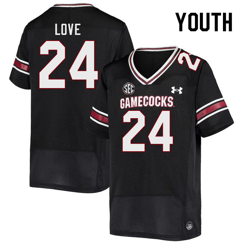 Youth #24 Mason Love South Carolina Gamecocks College Football Jerseys Stitched-Black